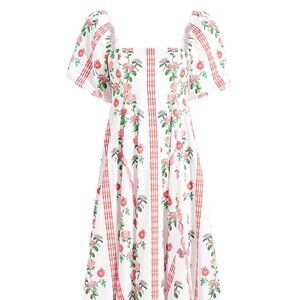 Hill House Matilda Dress in Red Shell Vine Stripe Size S